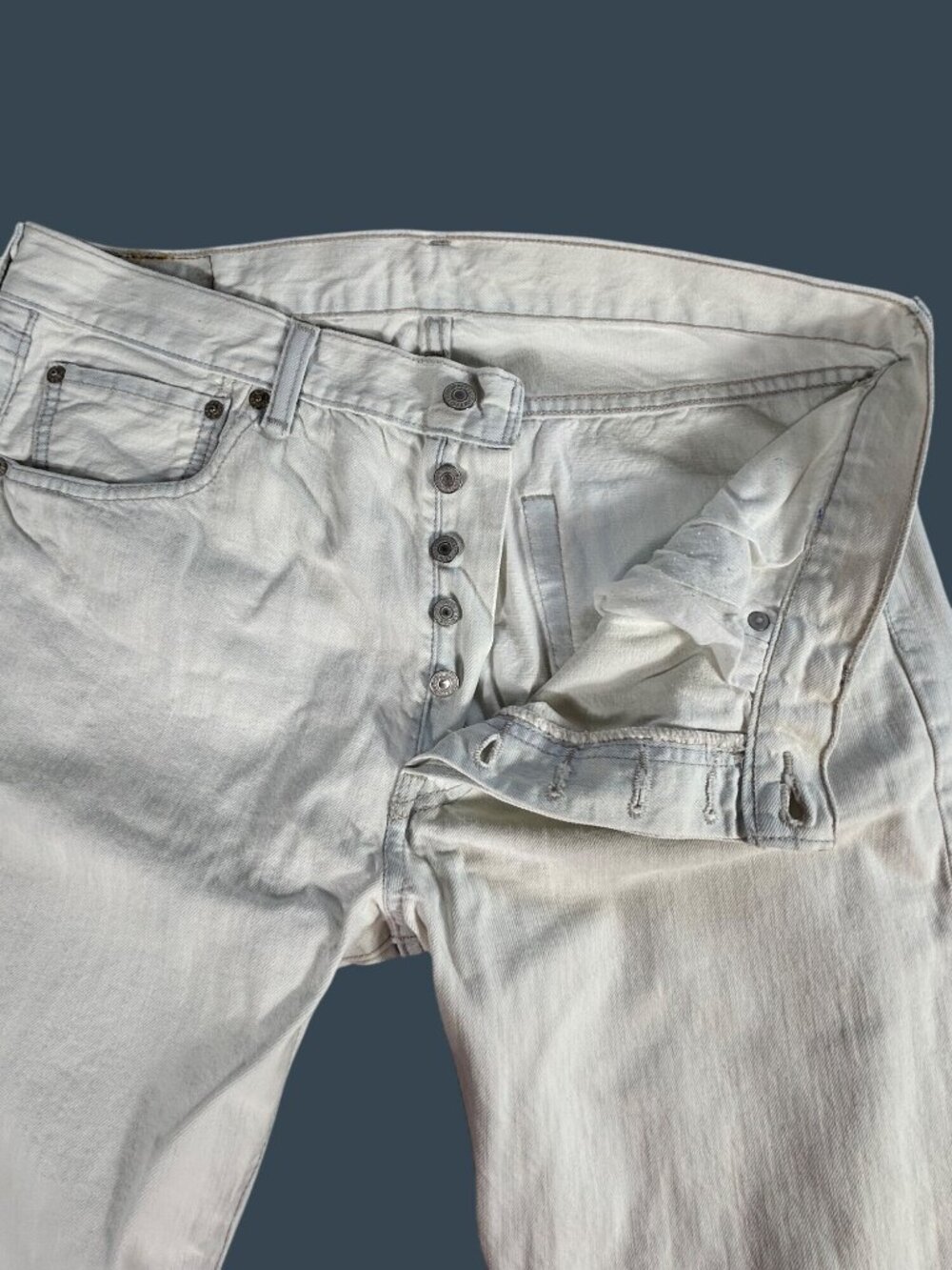 Levi's 501 White Stonewash Jeans Men's 34x34 Button Fly Straight Leg Denim 100%